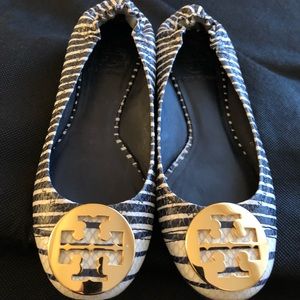 Tory Burch blue/white gold ballet flats size 5.5